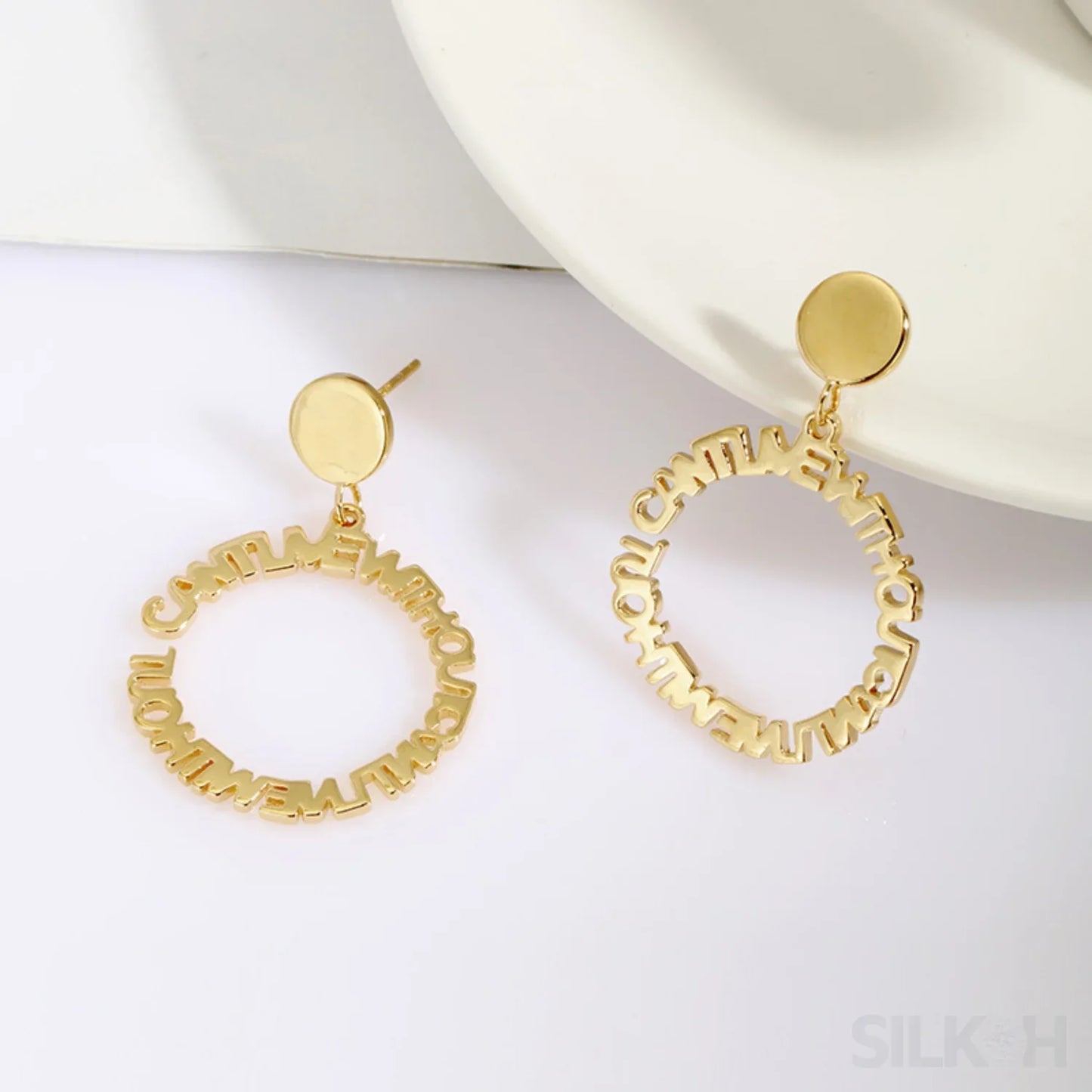 18K Gold Plated Sterling Silver Letter Earrings Nia