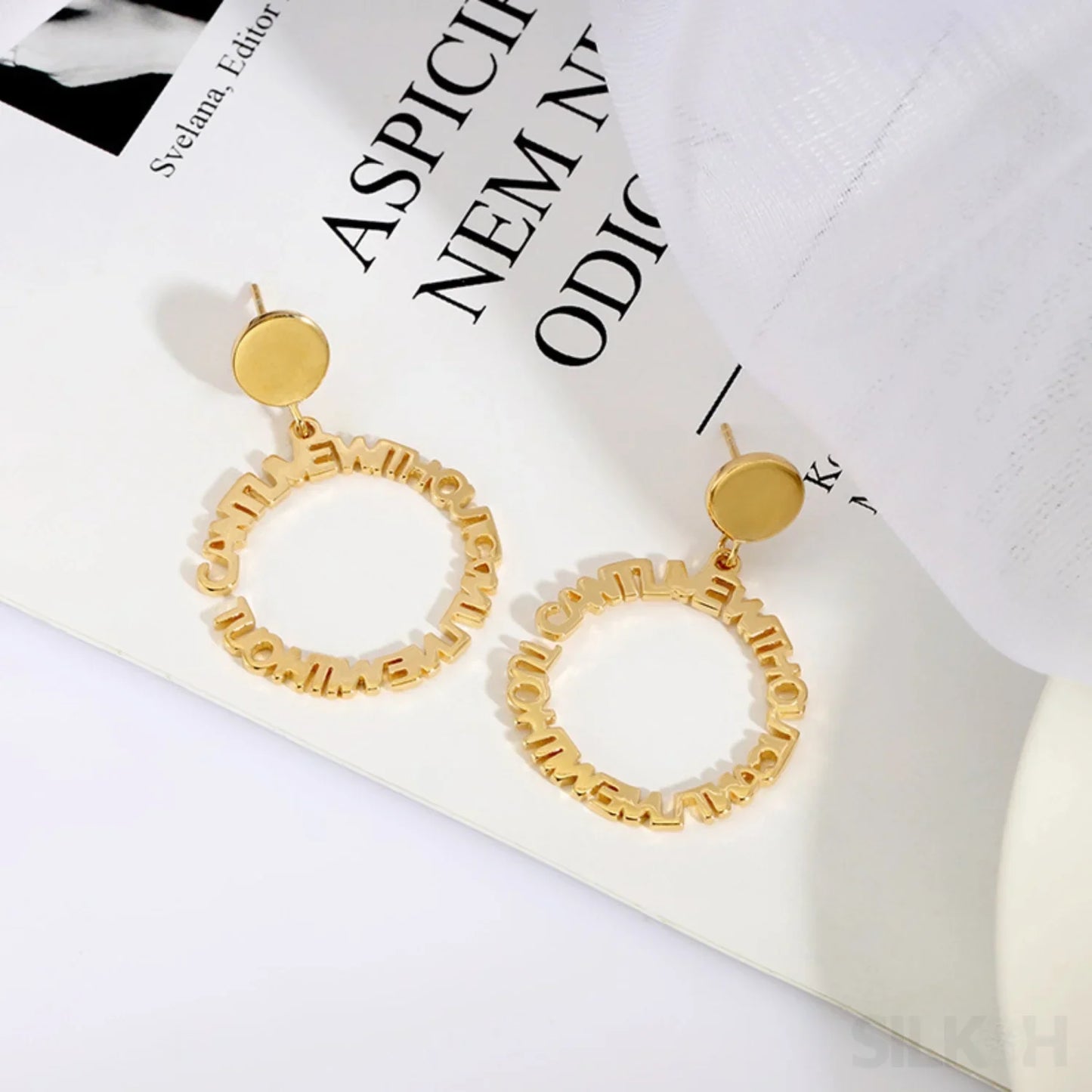 18K Gold Plated Sterling Silver Letter Earrings Nia