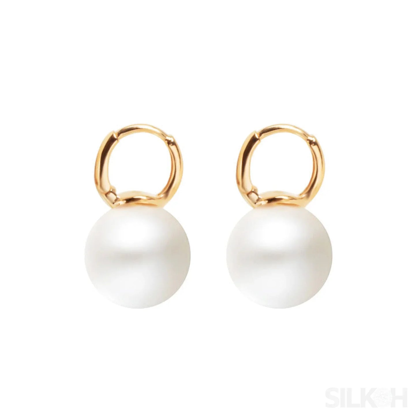 18K Gold Plated Sterling Silver Pearl Hoop Earrings Dot