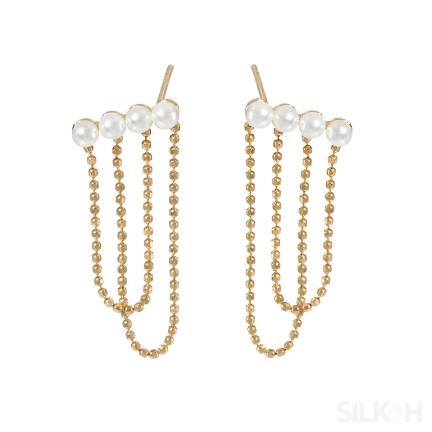 18K Gold Plated Sterling Silver Pearl Tassel Earrings Kay