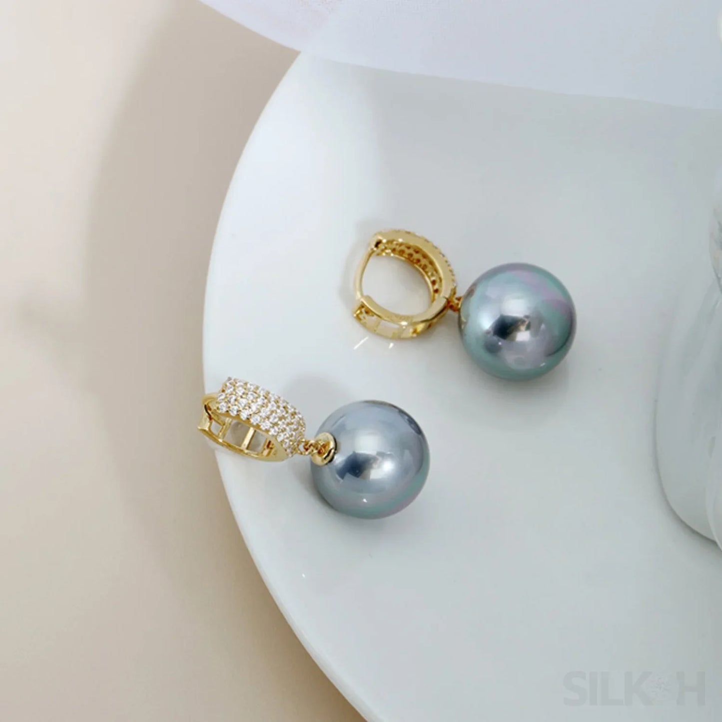 18K Gold Plated Sterling Silver Round Pearl Hoop Earrings Kai