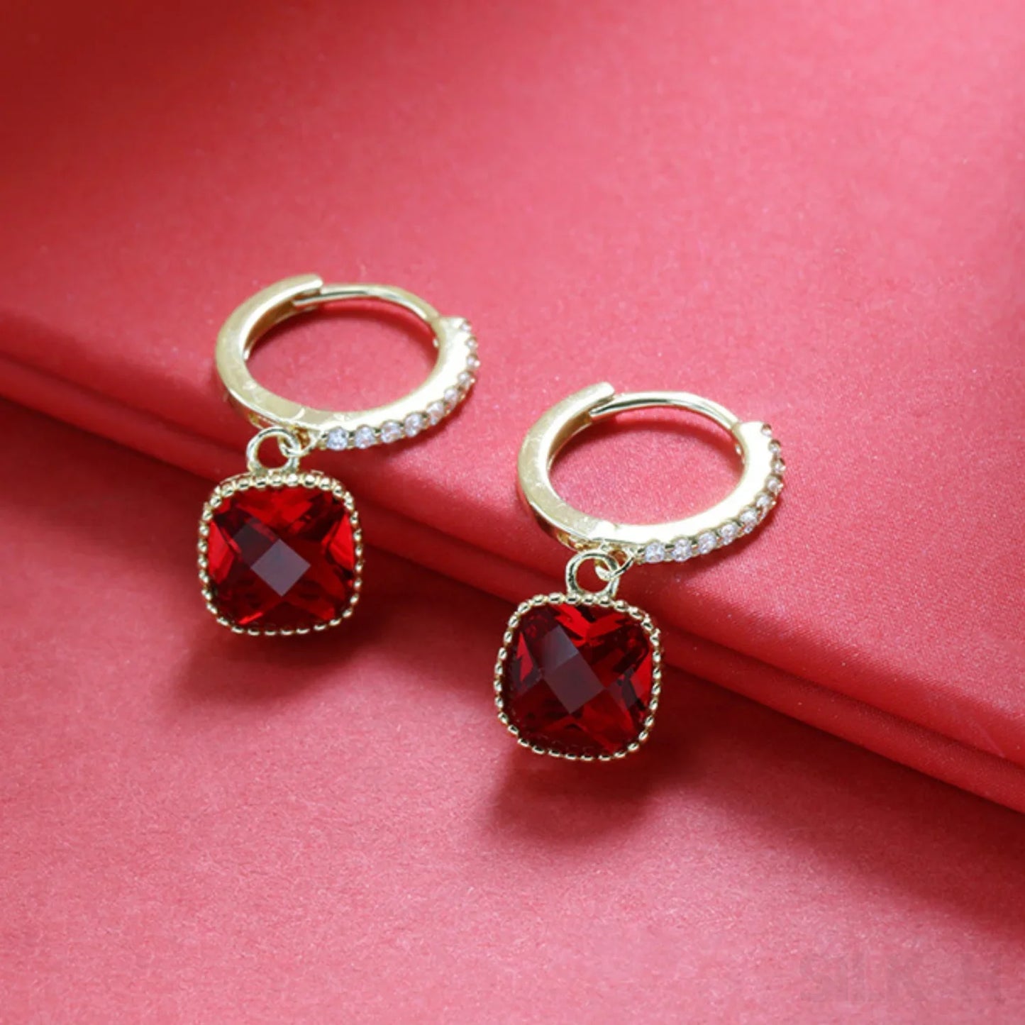 18K Gold Plated Sterling Silver Ruby Earrings Kim