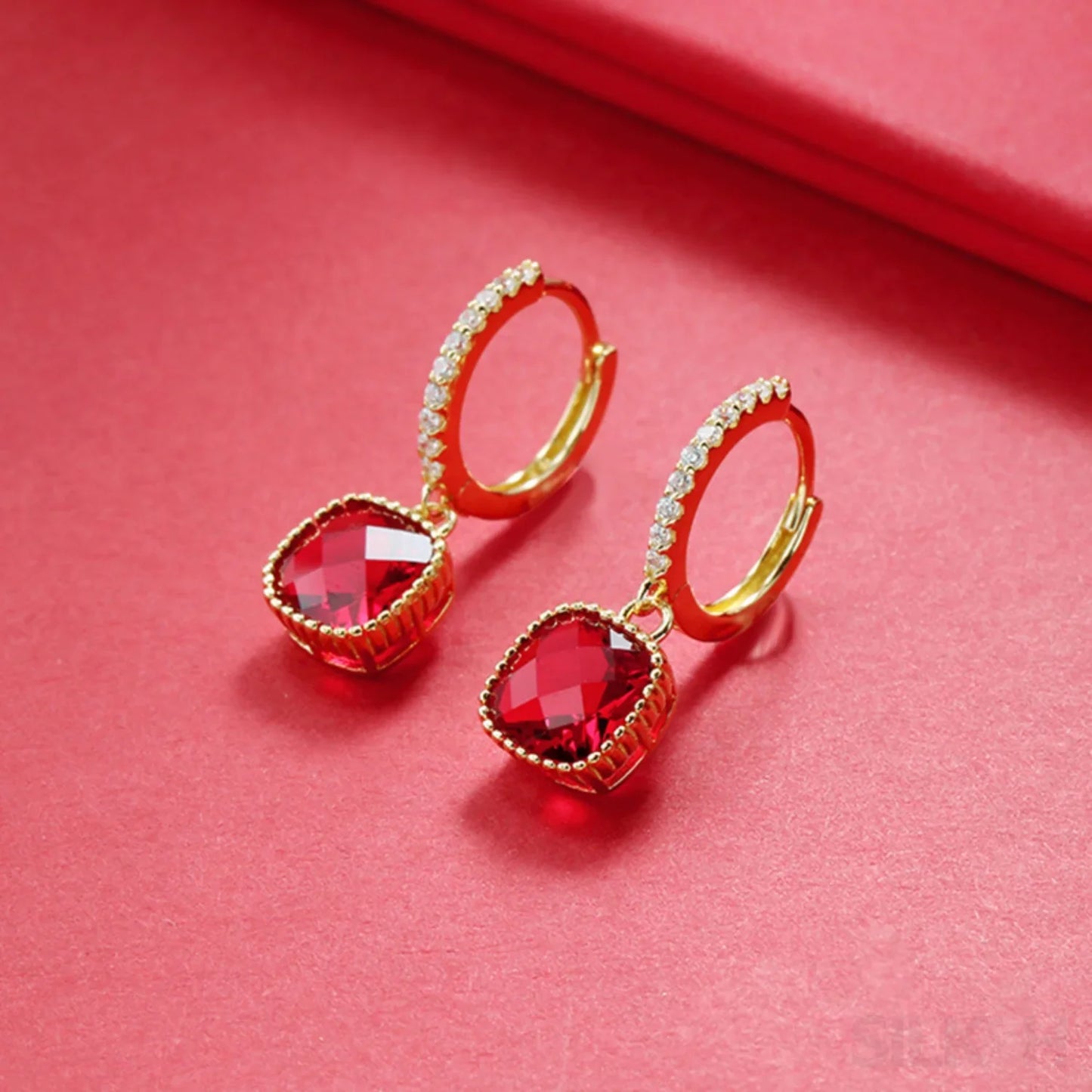 18K Gold Plated Sterling Silver Ruby Earrings Kim