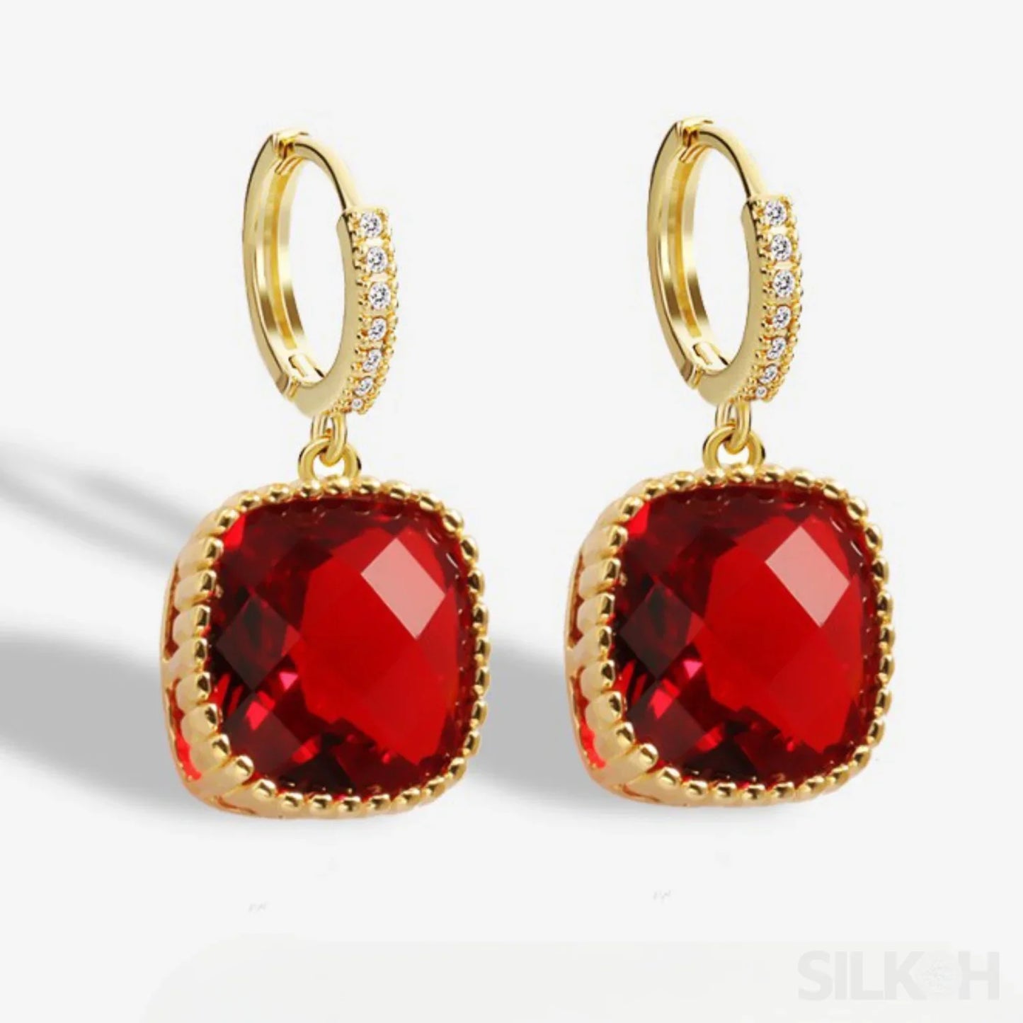 18K Gold Plated Sterling Silver Ruby Earrings Kim