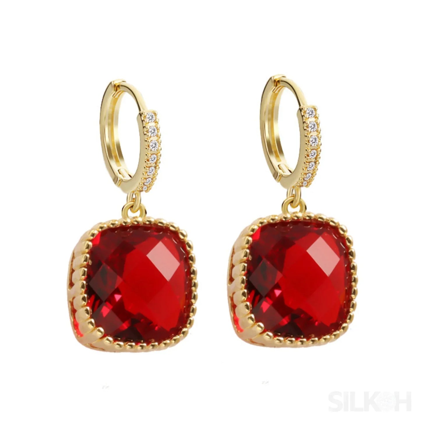 18K Gold Plated Sterling Silver Ruby Earrings Kim