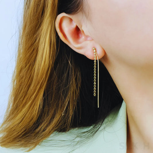 18K Gold Plated Sterling Silver Tassel Long Earrings Eloise