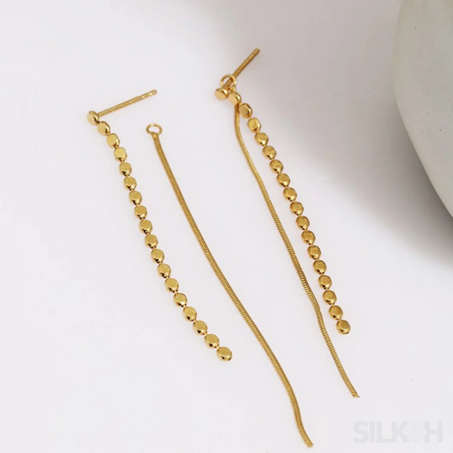 18K Gold Plated Sterling Silver Tassel Long Earrings Eloise