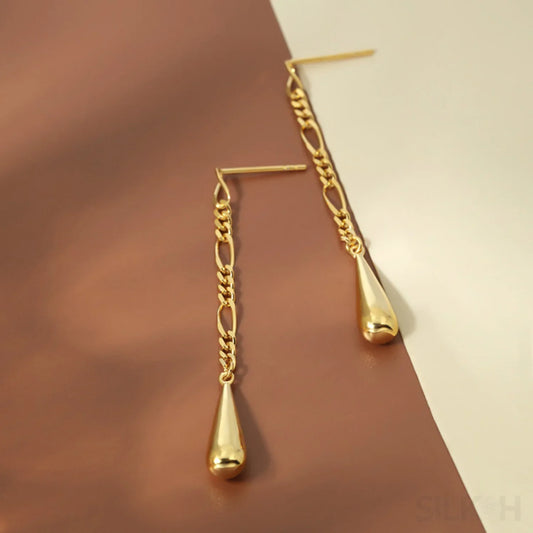 18K Gold Plated Sterling Silver Tassel Long Stud Earrings Autumn