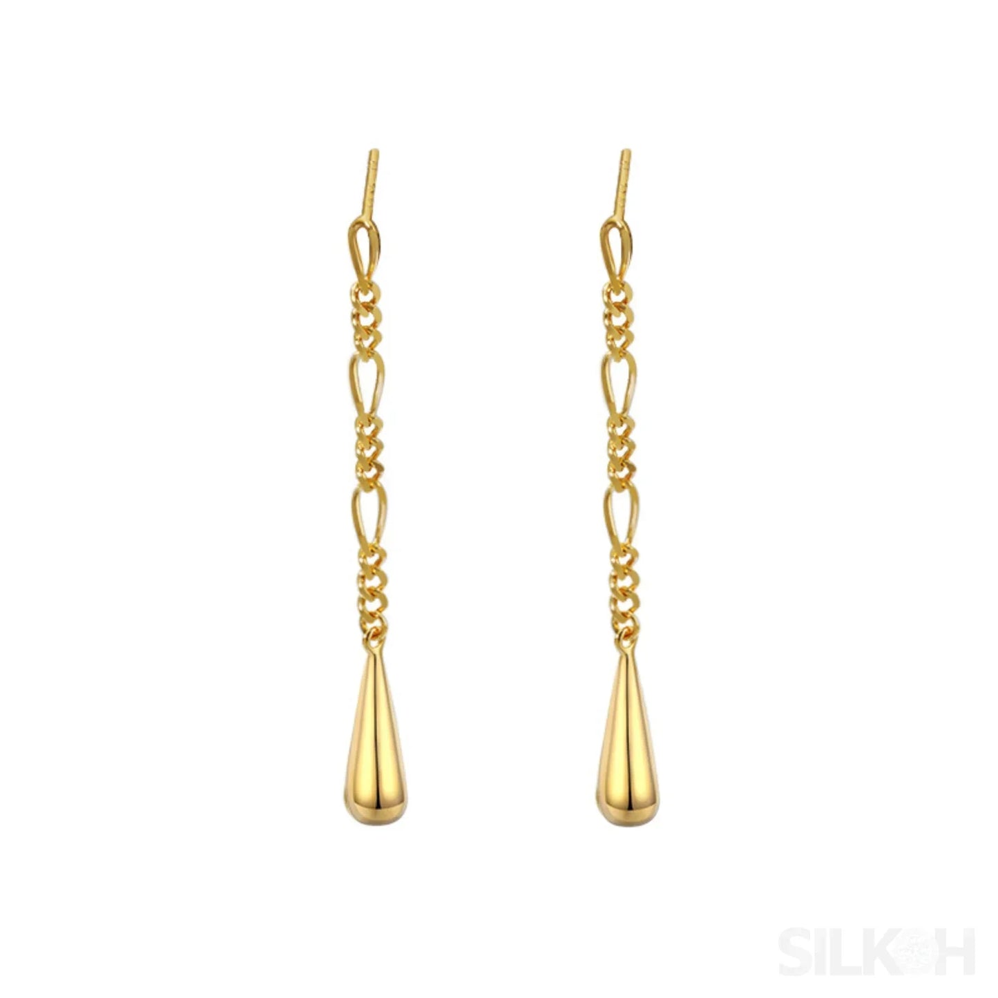 18K Gold Plated Sterling Silver Tassel Long Stud Earrings Autumn