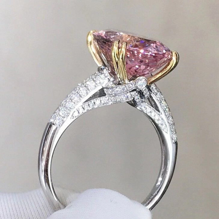 Elegant Pink Tourmaline Zircon Gemstone Ring