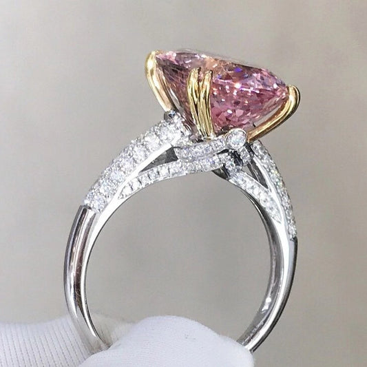 Elegant Pink Tourmaline Zircon Gemstone Ring