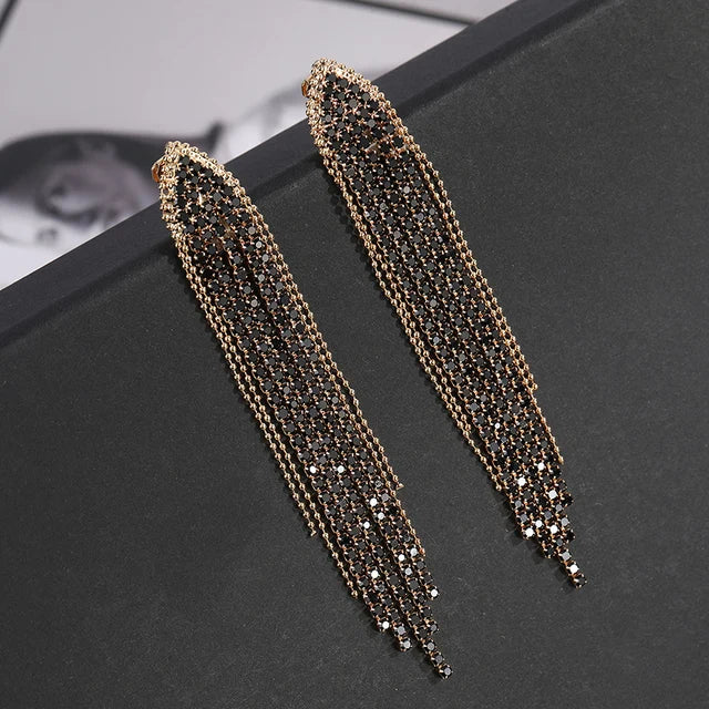 Crystal Tassel Clip-On Earrings - Sassygrove