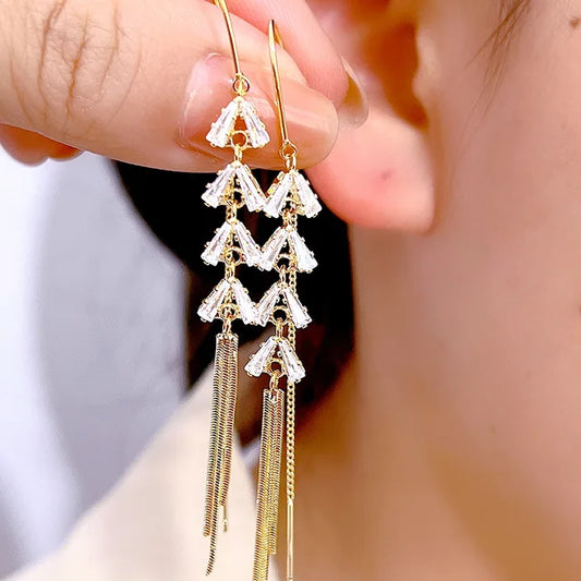 Pearl Leaf Tassel Earrings - Sassygrove