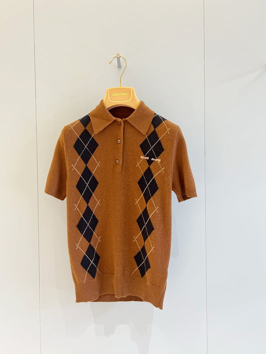 Argyle Knit Polo Shirt - Sassygrove