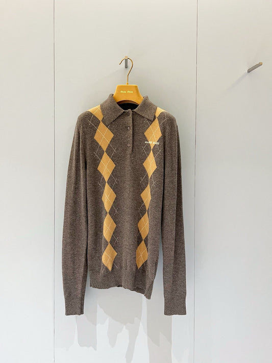 Argyle Knit Polo Sweater - Sassygrove