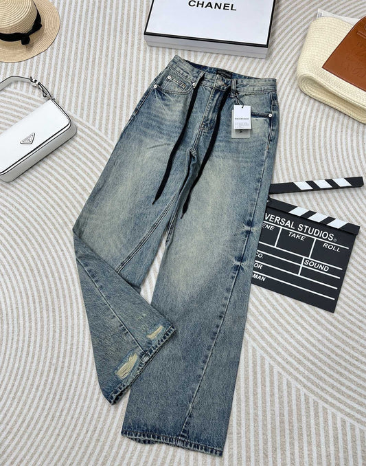 Vintage Wash Wide-Leg Jeans - Sassygrove