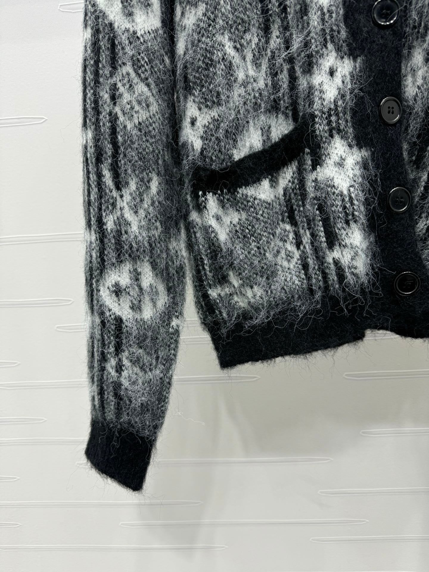 Monogram Fuzzy Knit Cardigan - Sassygrove