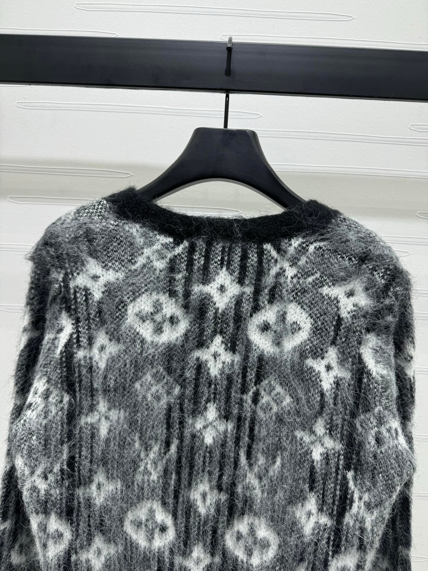 Monogram Fuzzy Knit Cardigan - Sassygrove