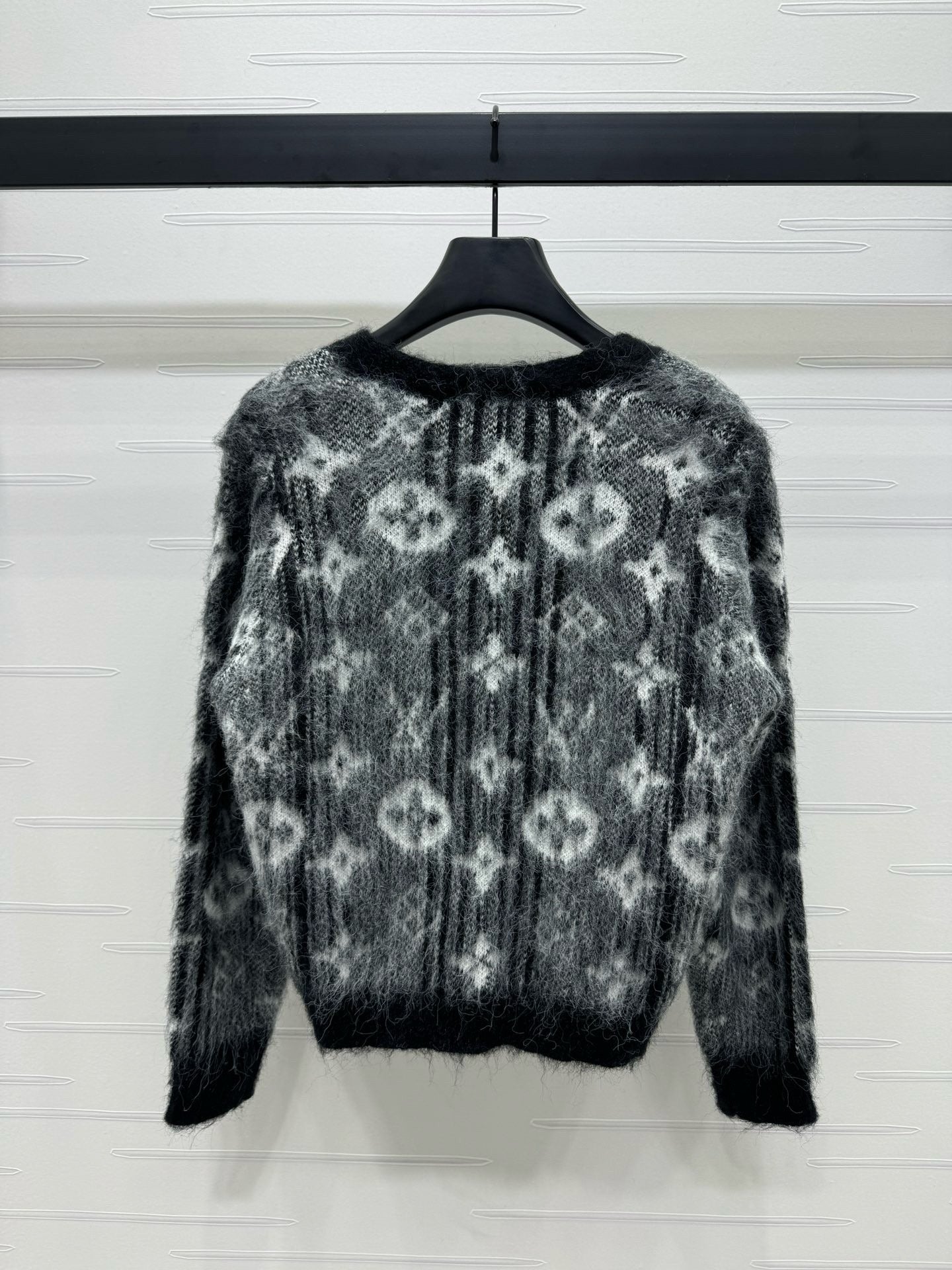 Monogram Fuzzy Knit Cardigan - Sassygrove