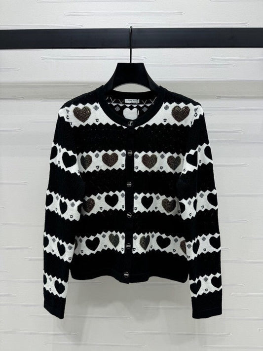 Heart Pattern Button Cardigan - Sassygrove