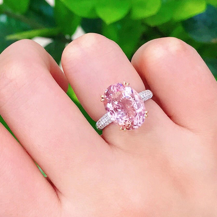 Elegant Pink Tourmaline Zircon Gemstone Ring