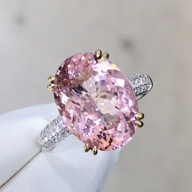 Elegant Pink Tourmaline Zircon Gemstone Ring