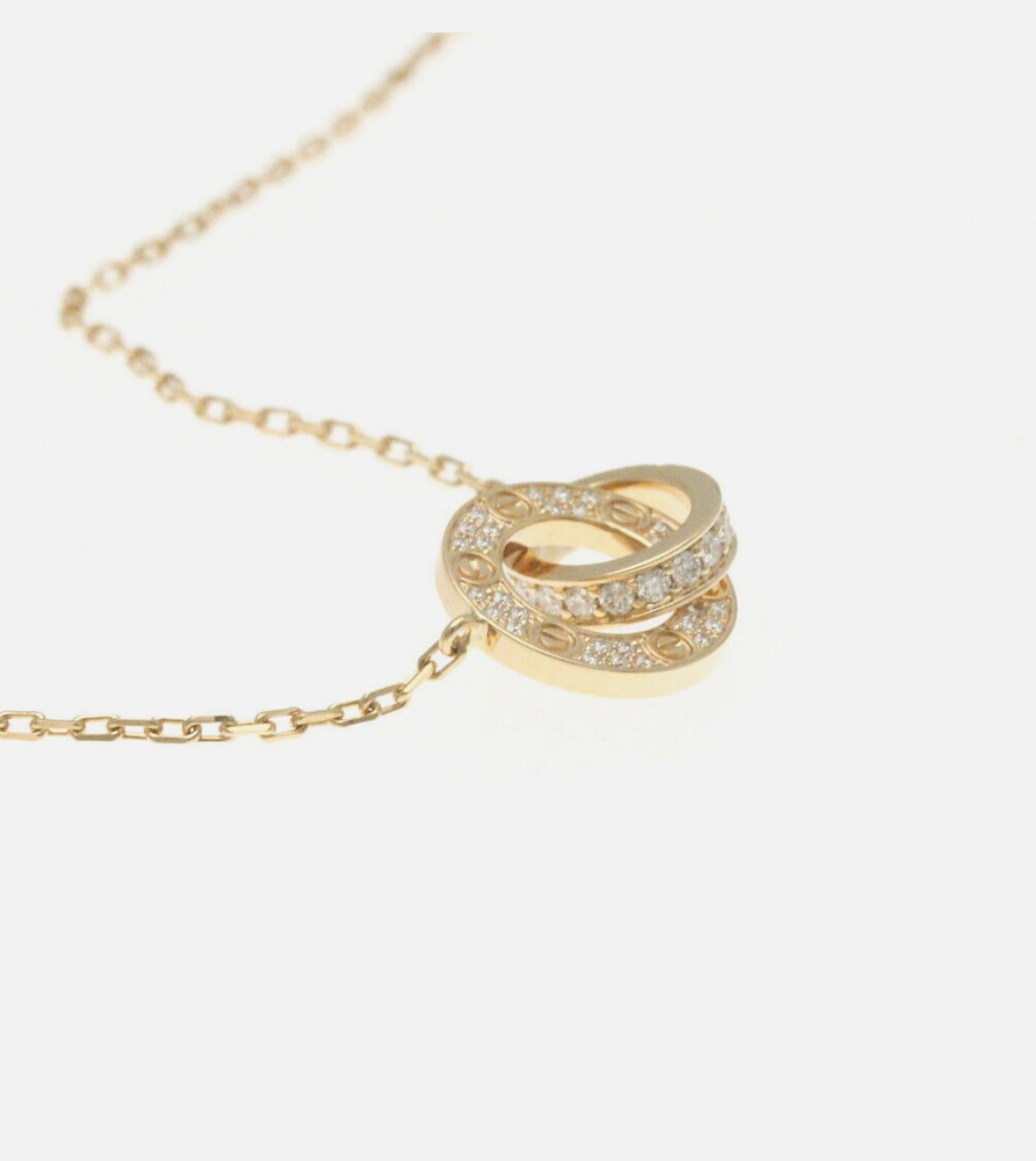 Diamond interlocked stamp necklace