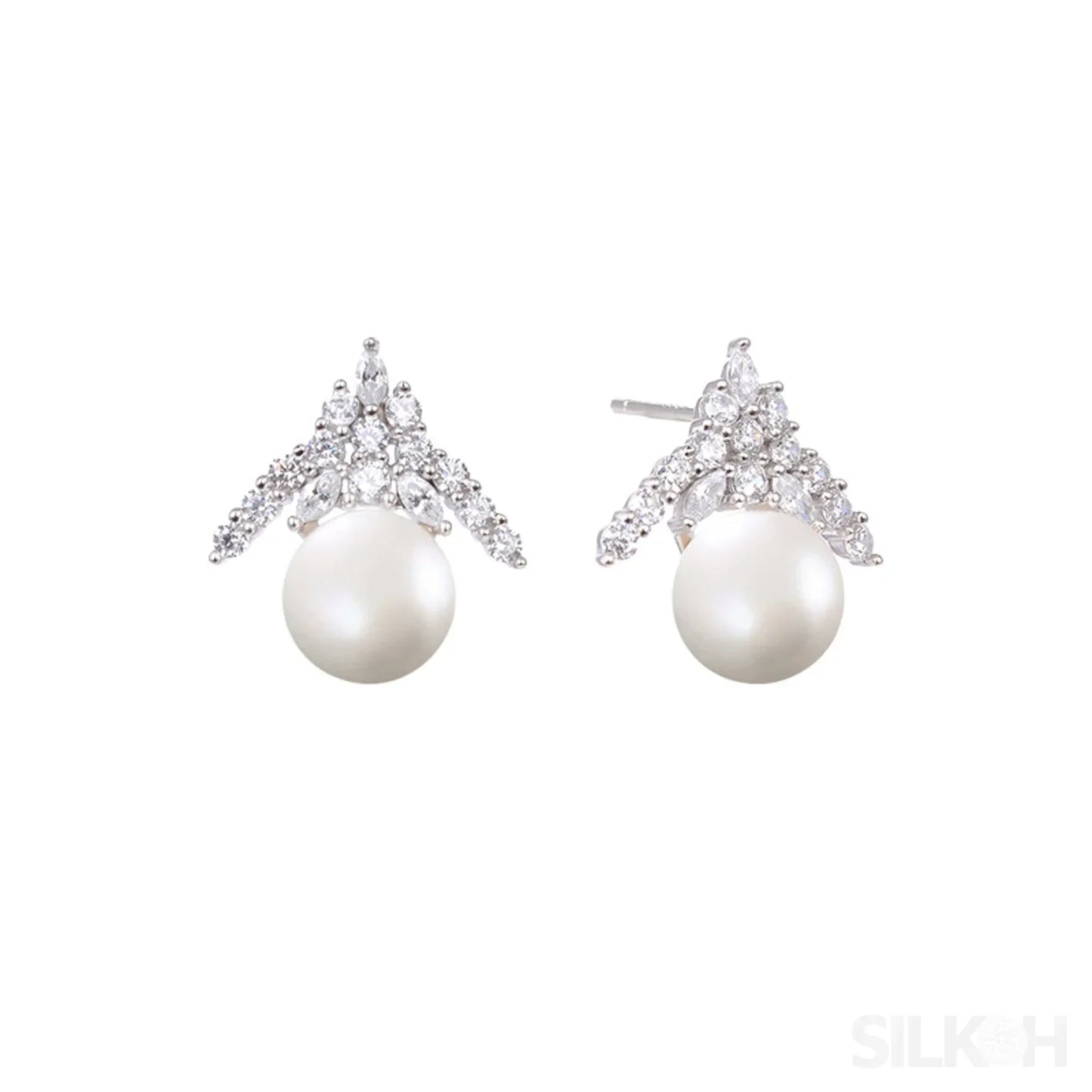 925 Sterling Silver Ice Queen Pearl Stud Earrings Arianna