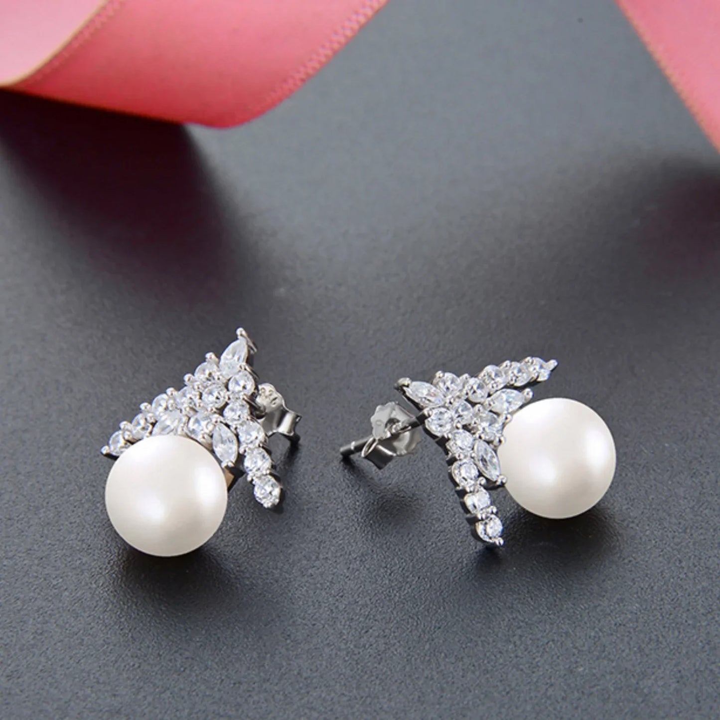 925 Sterling Silver Ice Queen Pearl Stud Earrings Arianna