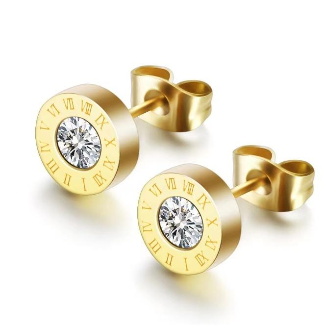 Crystal Gold Stud Earrings