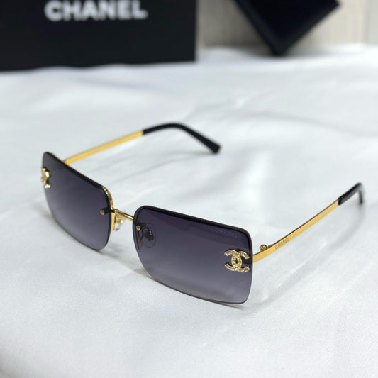 Chanel Rimless Rectangular Gradient Sunglasses with CC Logo - Sassygrove