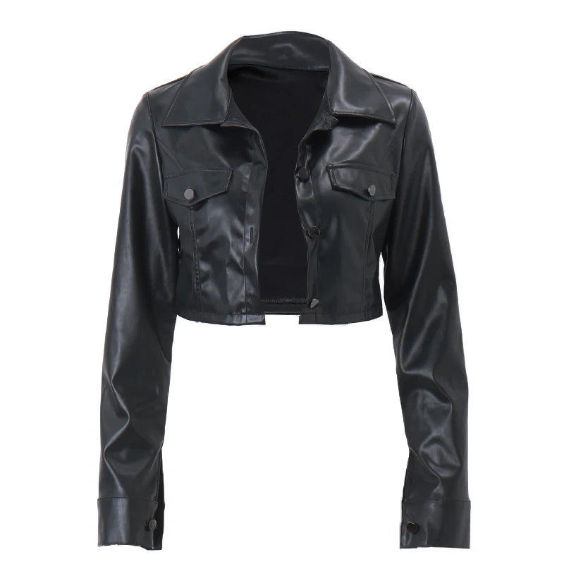 Faux Leather Short Jacket - Sassygrove