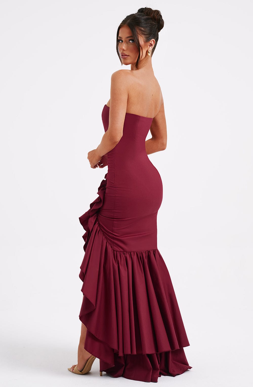 Midnight Serenade Maxi Dress- Burgundy - Sassygrove