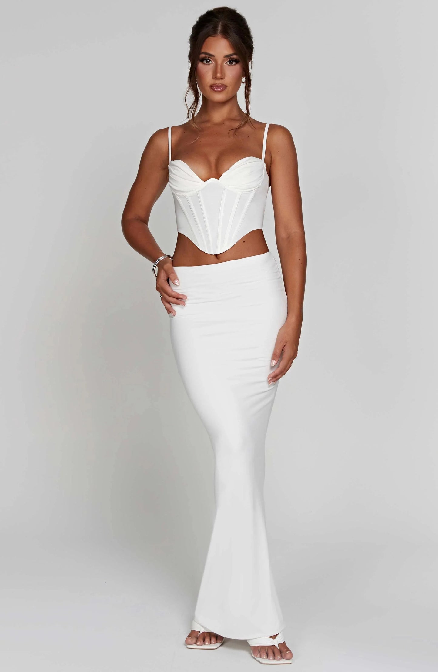 Luminous Breeze Maxi Skirt-White - Sassygrove