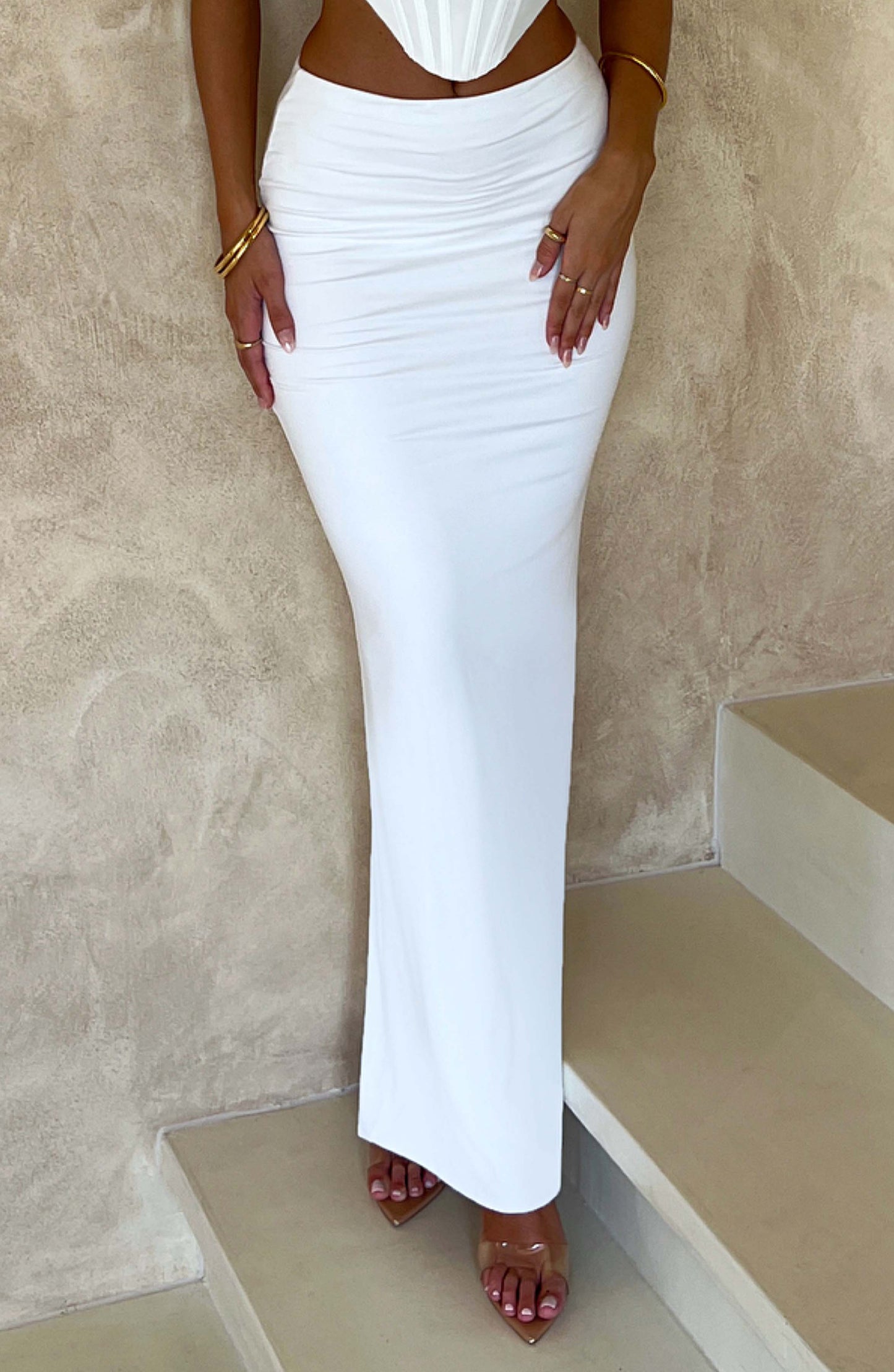 Luminous Breeze Maxi Skirt-White - Sassygrove