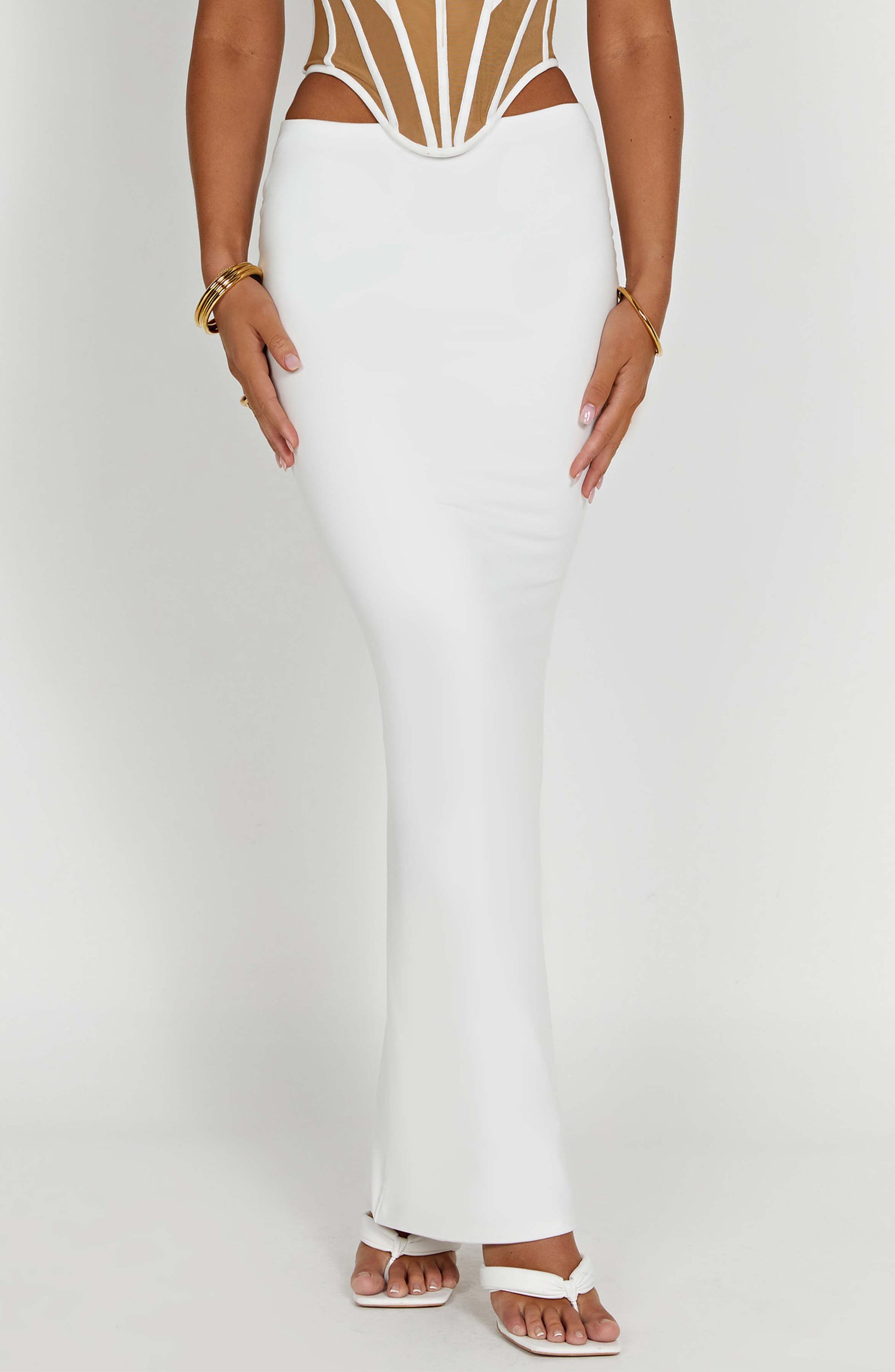 Luminous Breeze Maxi Skirt-White - Sassygrove