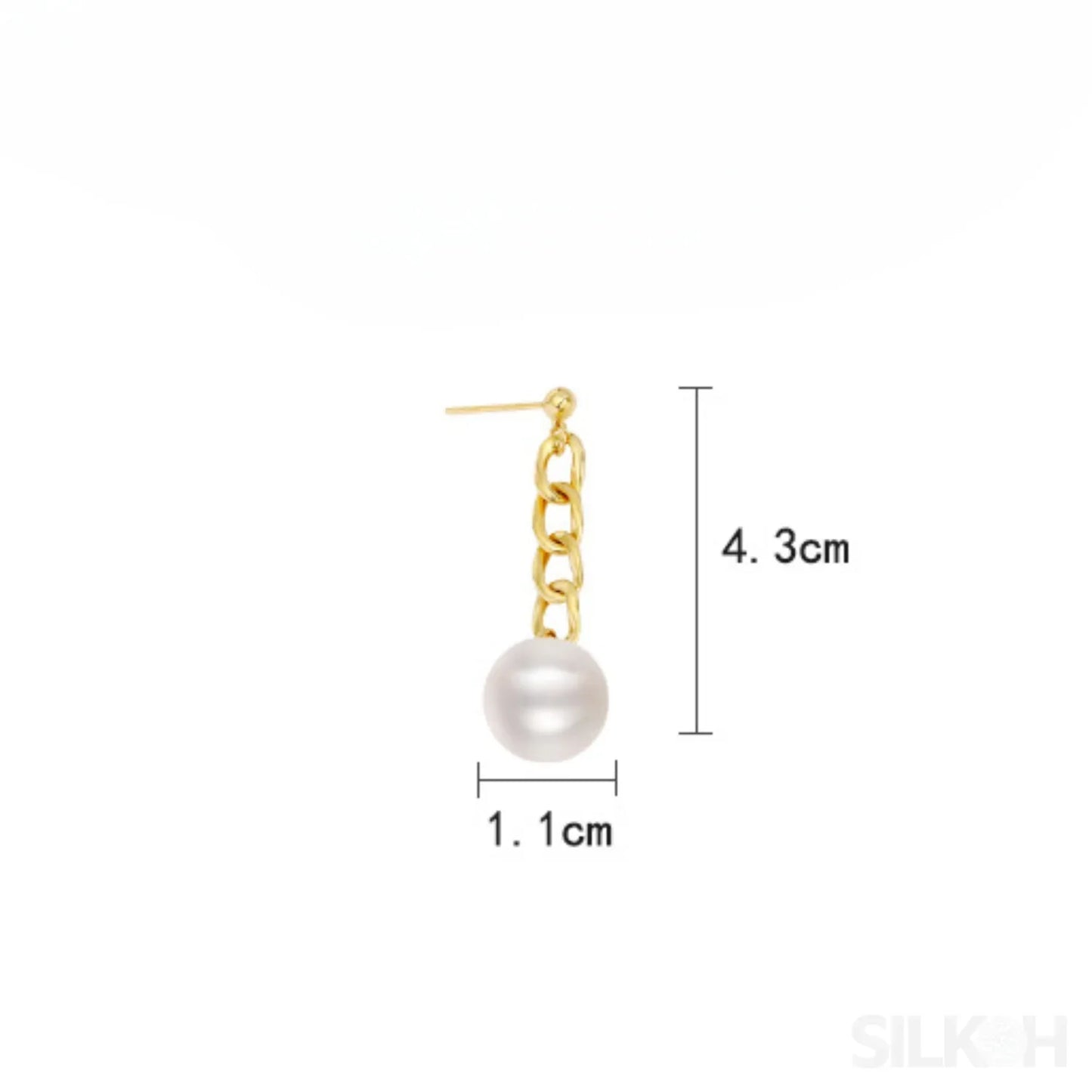 Chain Links 14K Gold Plated Sterling Silver Pearl Dangle Earrings Luz