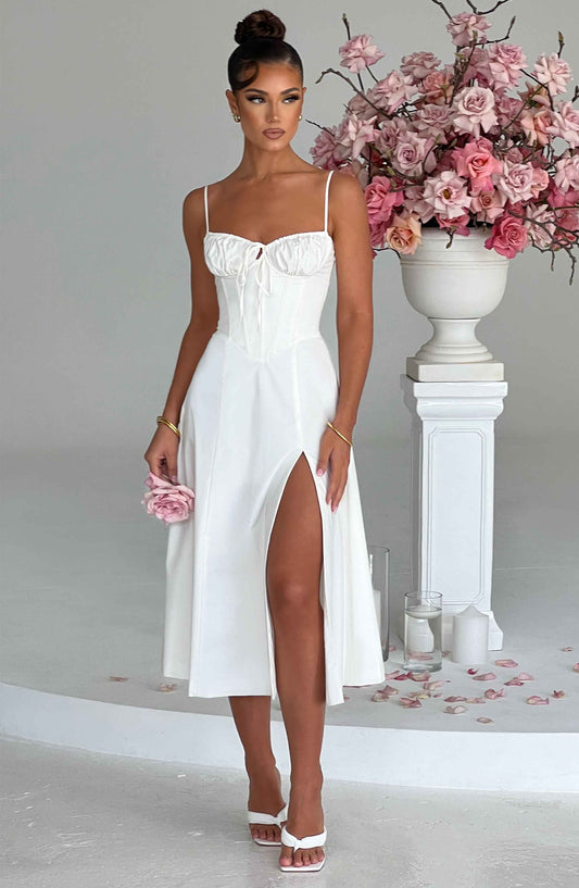 Delilah Midi Dress - Ivory - Sassygrove