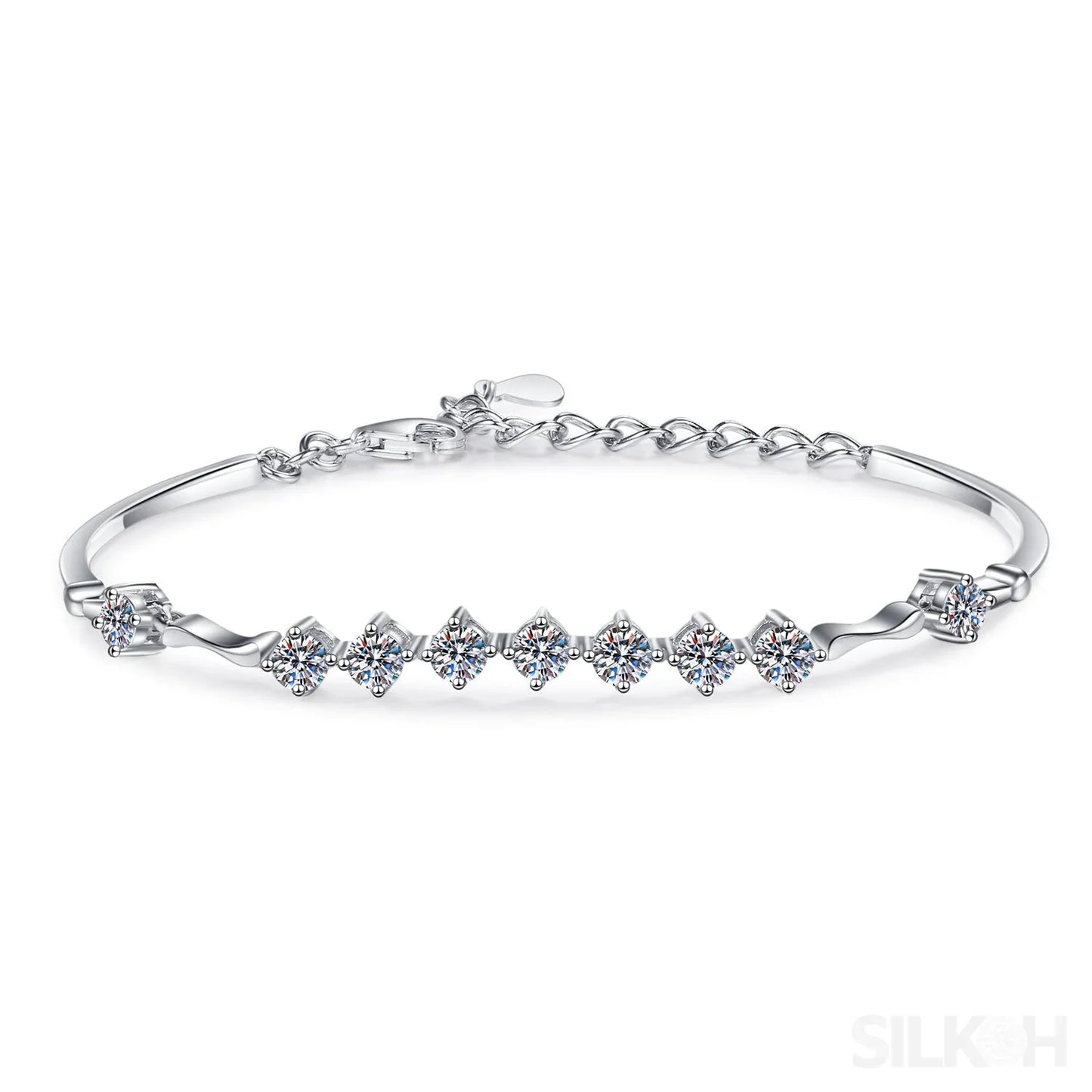 Delicate Nine Stars Adjustable Moissanite Bracelet Ana