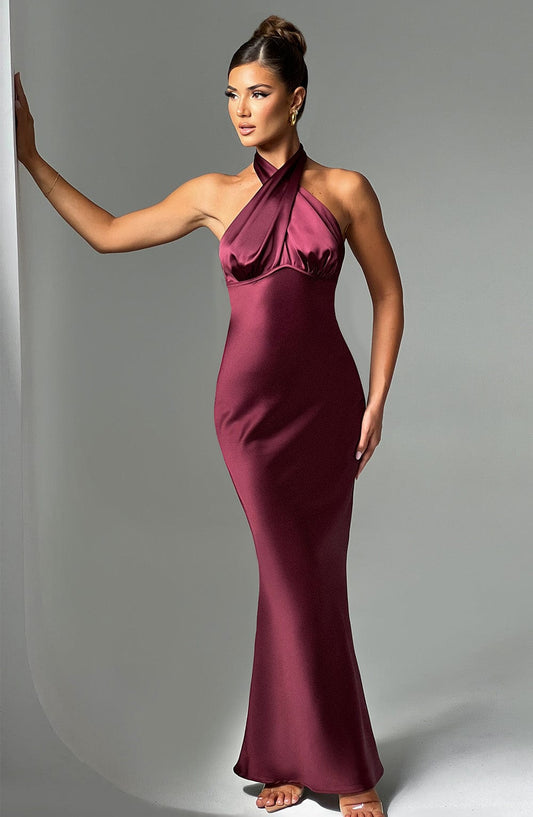 Diana Maxi Dress - Burgundy - Sassygrove