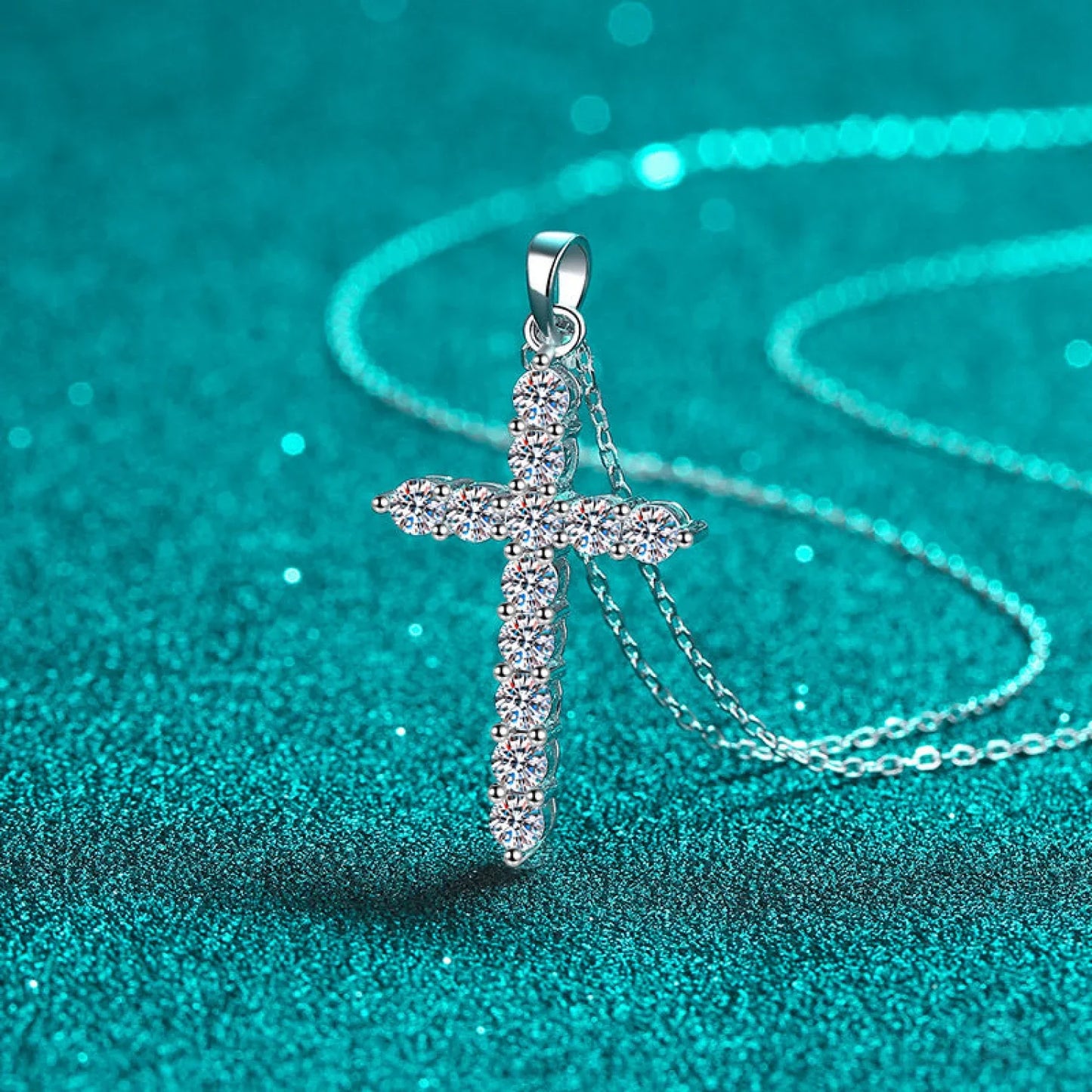 Divine Cross Shaped Moissanite Necklace Bry