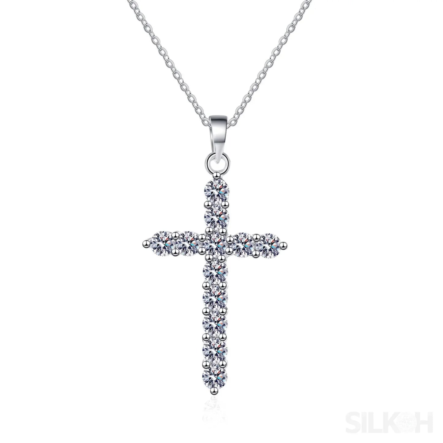 Divine Cross Shaped Moissanite Necklace Bry