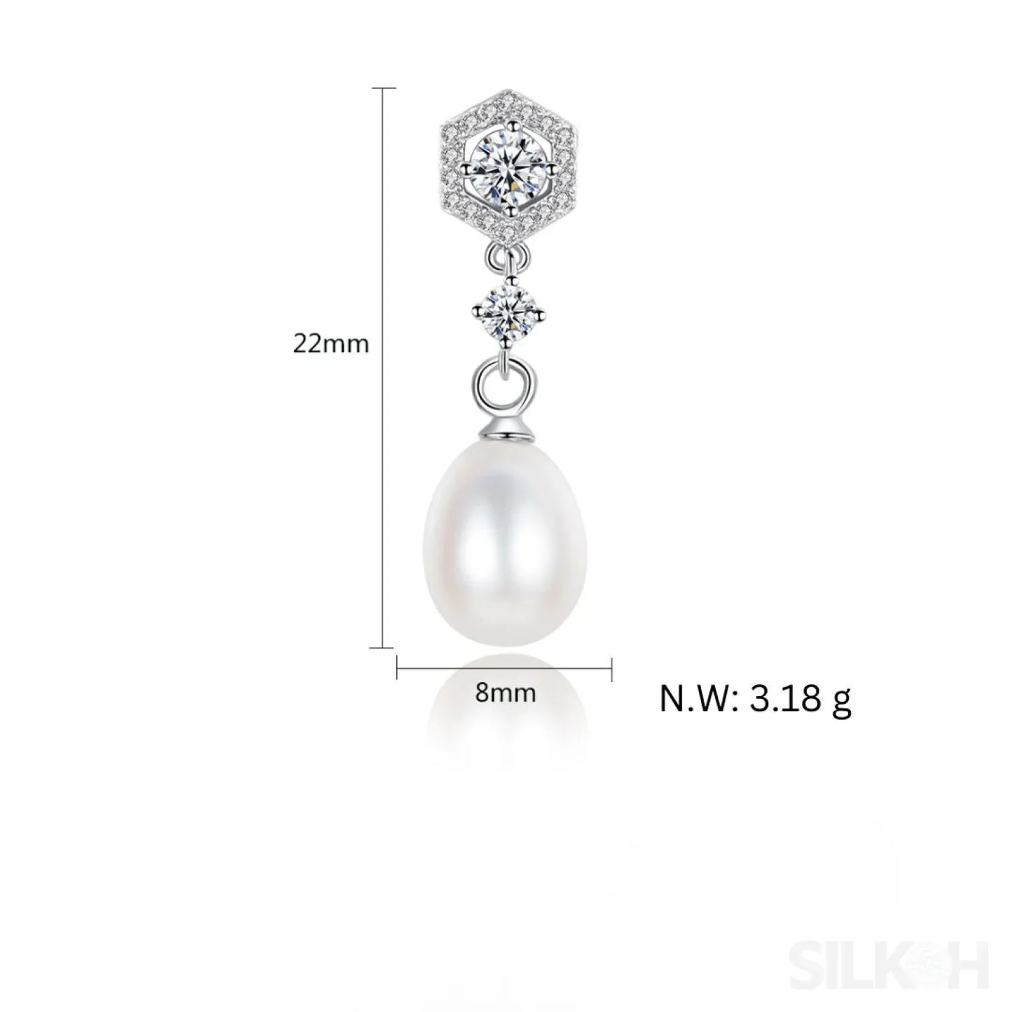 Elegant Sterling Silver Pearl Drop Bridal Earrings Bry