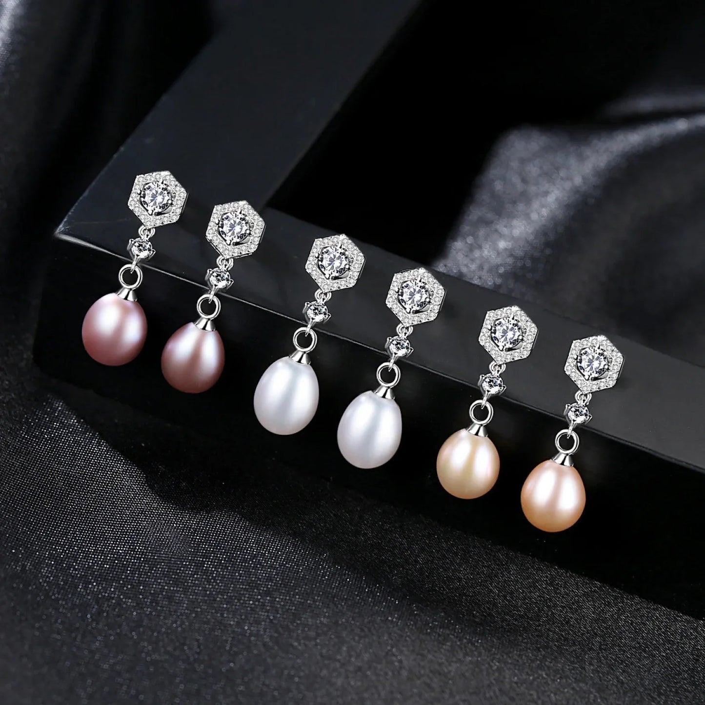 Elegant Sterling Silver Pearl Drop Bridal Earrings Bry