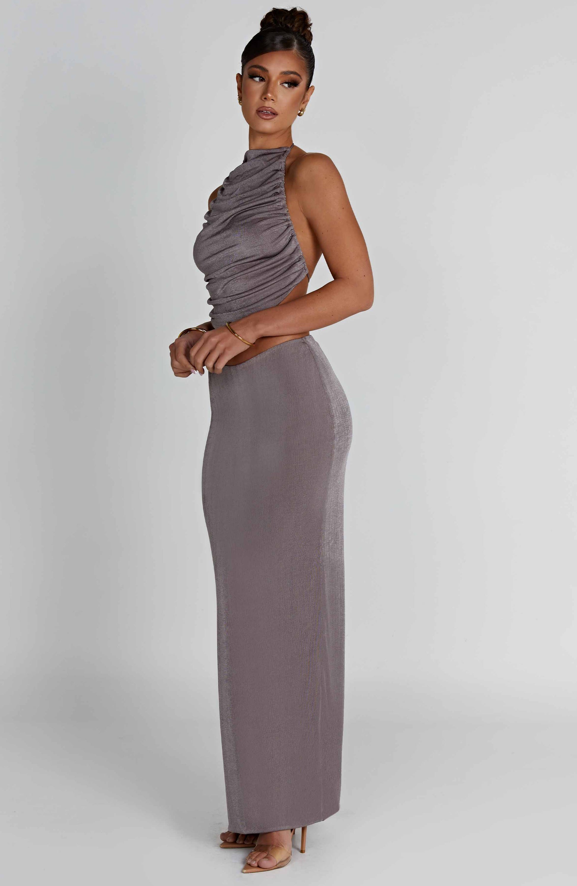 Charcoal Elegance Maxi Skirt - Sassygrove