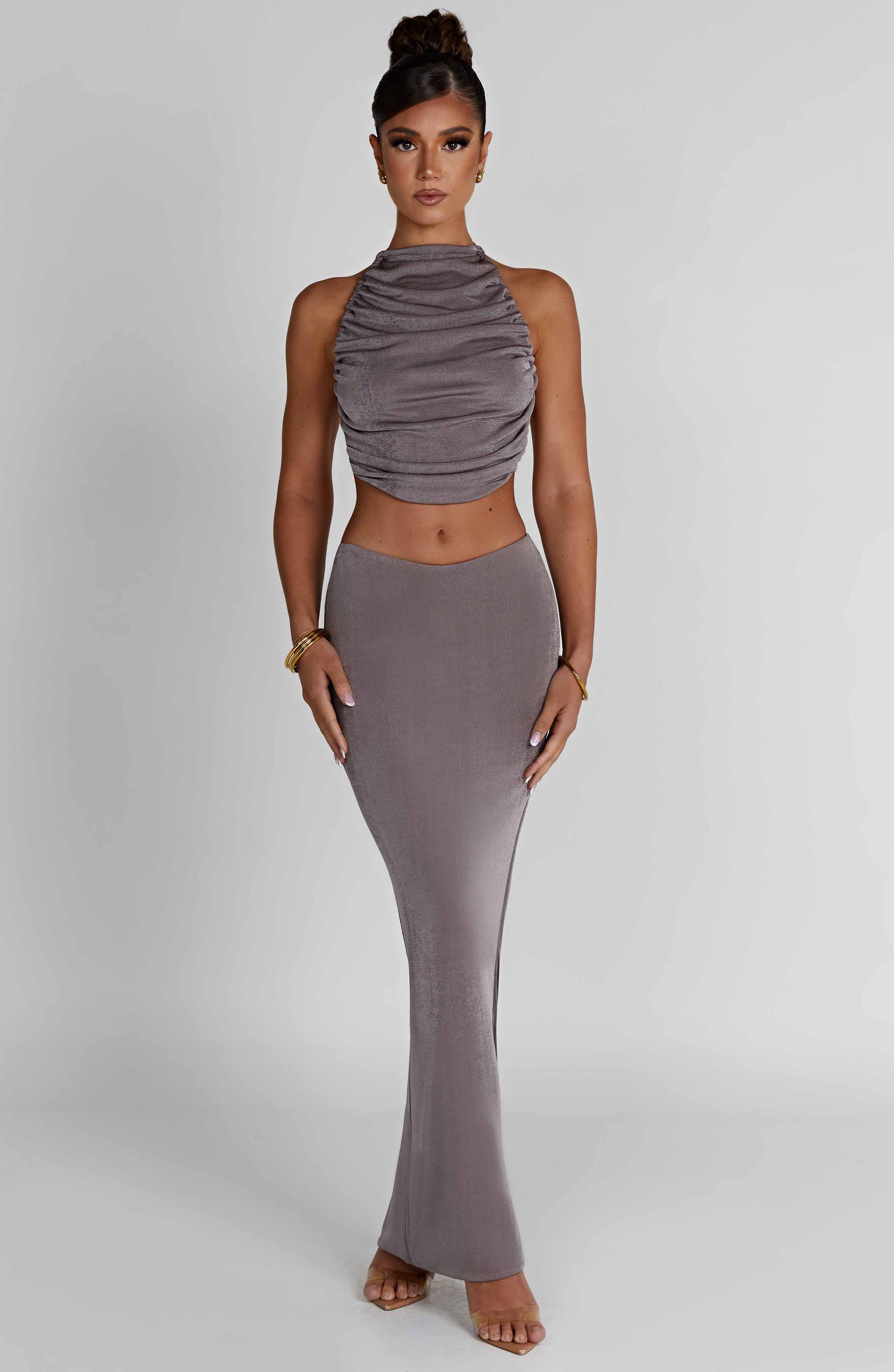 Charcoal Elegance Maxi Skirt - Sassygrove