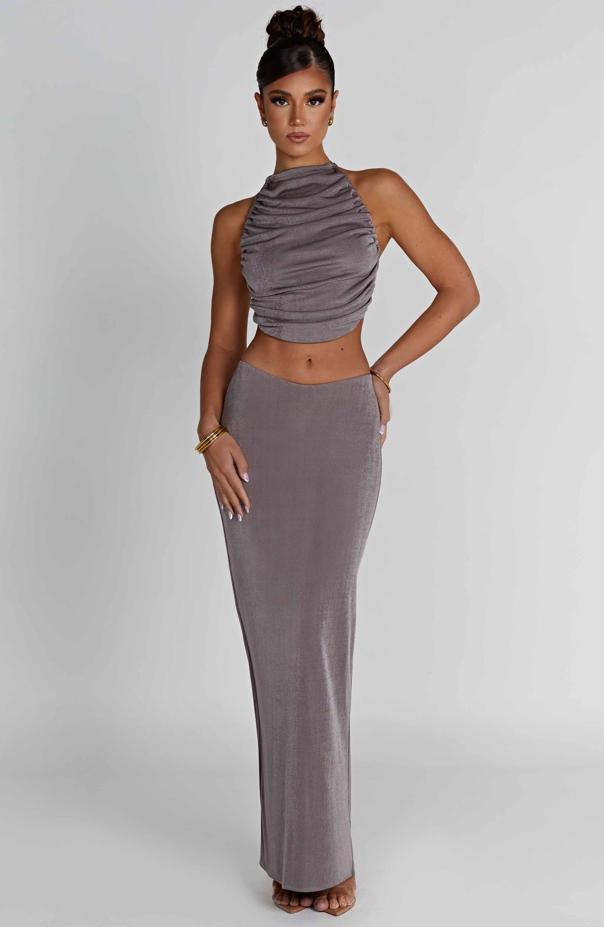 Charcoal Elegance Maxi Skirt - Sassygrove