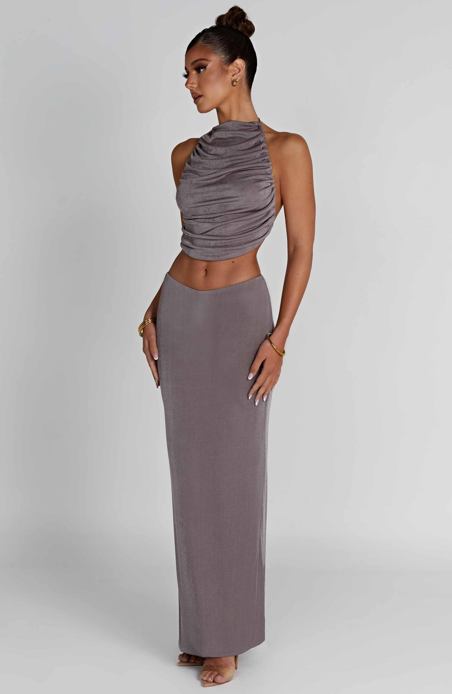 Charcoal Elegance Maxi Skirt - Sassygrove