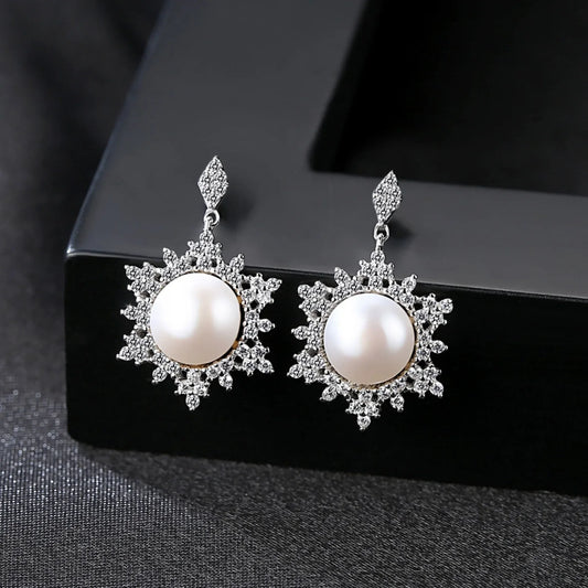 Freshwater Snowflake Shape Sterling Silver Pearl Stud Earring Ayla