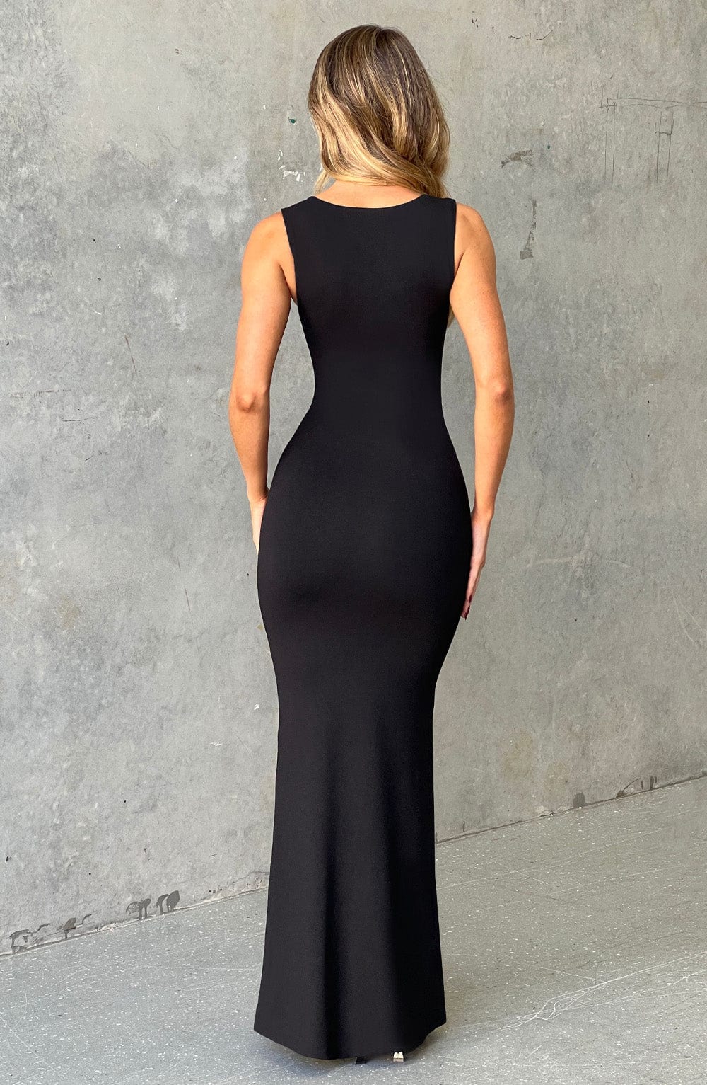 Crimson Cascade Maxi Dress - Jet Black - Sassygrove